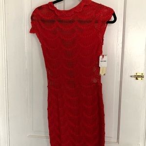 Red lace wiggle dress